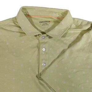 UNTUCKit Polo Shirt Men's XL Green Short Sleeve Floral Print Pima Cotton